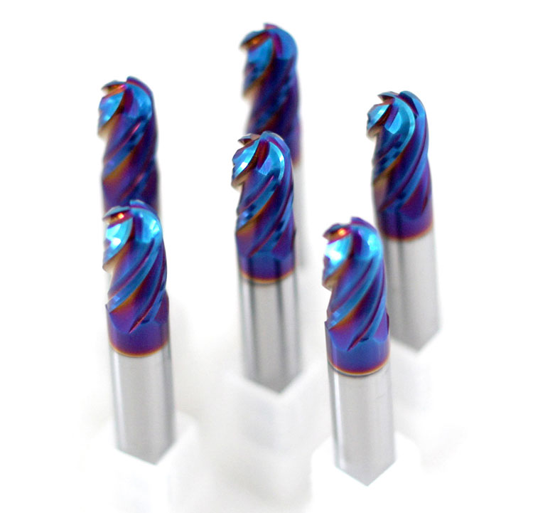 HRC65 Nano Coated 4 Flutes Ball Nose End Mill 